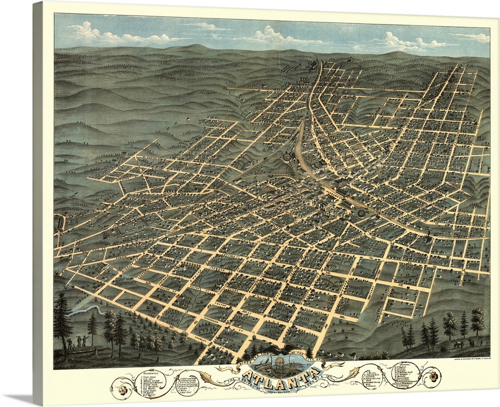 vintage Map of Atlanta Georgia