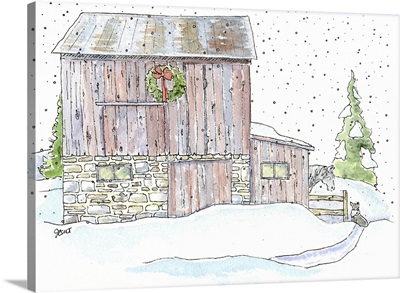Barn Wreath Snow
