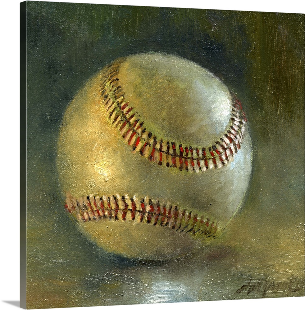 Contemporary still-life painting of a baseball.