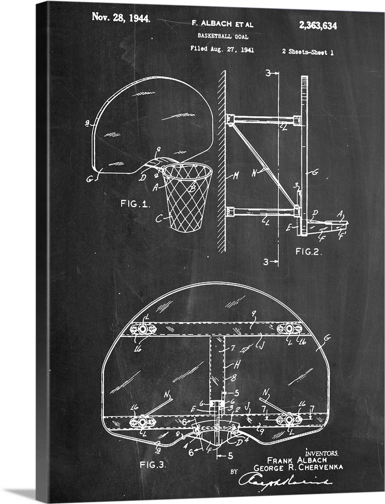 Black and white diagram showing the parts of a basketball hoop and backboard.