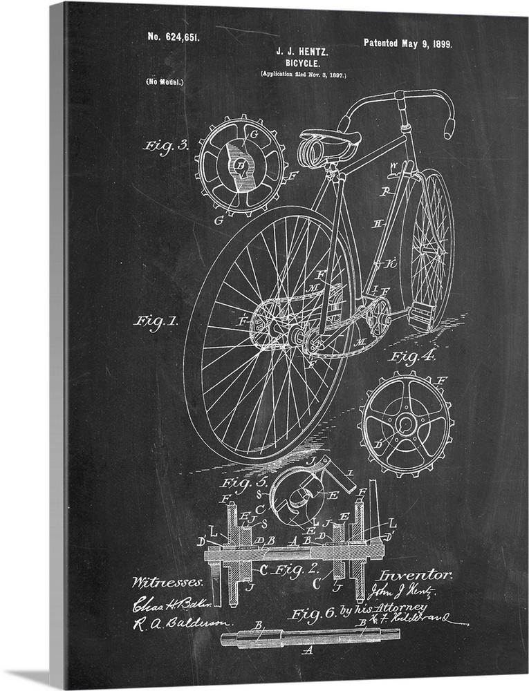 Diagram showing the parts that make up a bicycle and its gears.