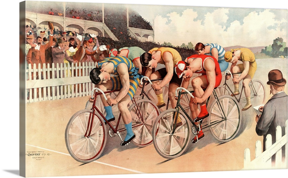 Bicycle Race Scene, 1895 - Vintage Illustration