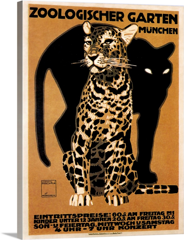 Big Cats at the Munchen Zoo - Vintage Animal Advertisement