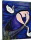 image thumbnail of A woman wearing a dark blue dress with two swans.