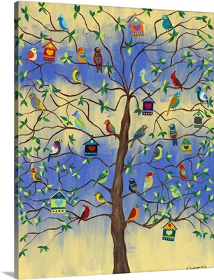 Bird and Bird Houses on Tree