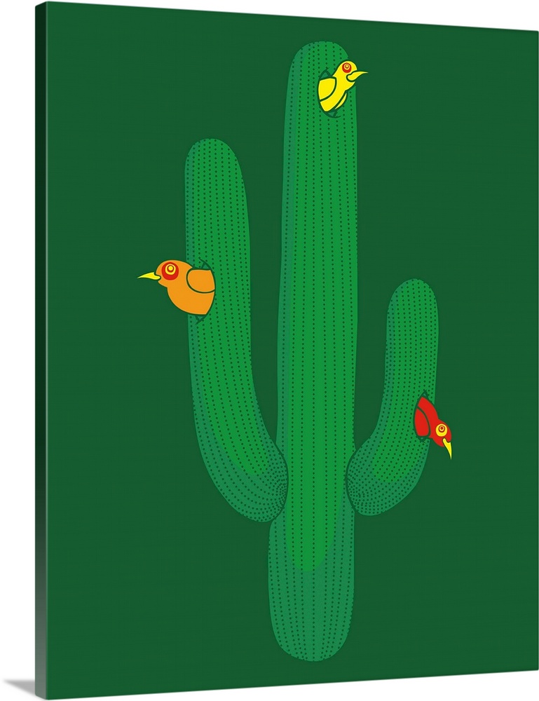 Birds in a Cactus, western