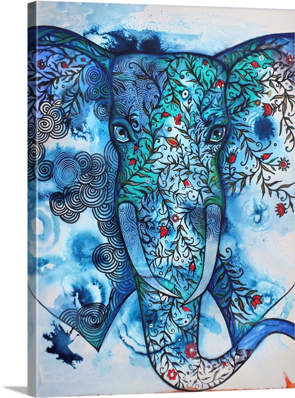 Blue Elephant Wall Art, Canvas Prints, Framed Prints, Wall Peels