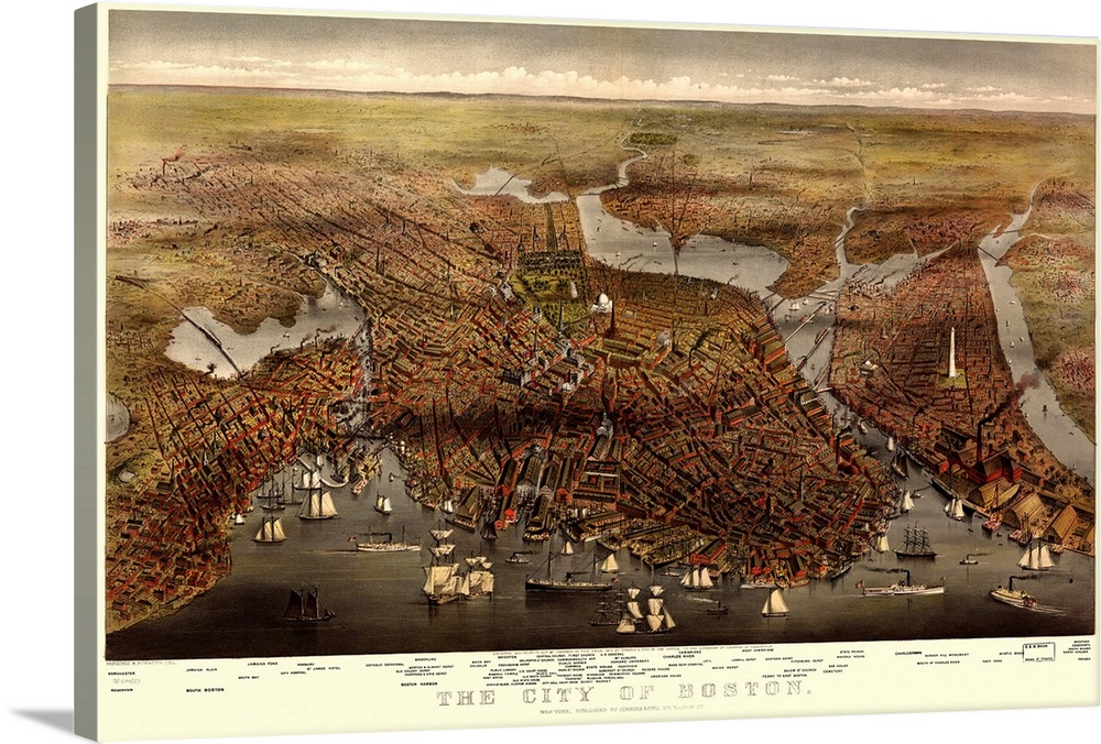 vintage Map of Boston