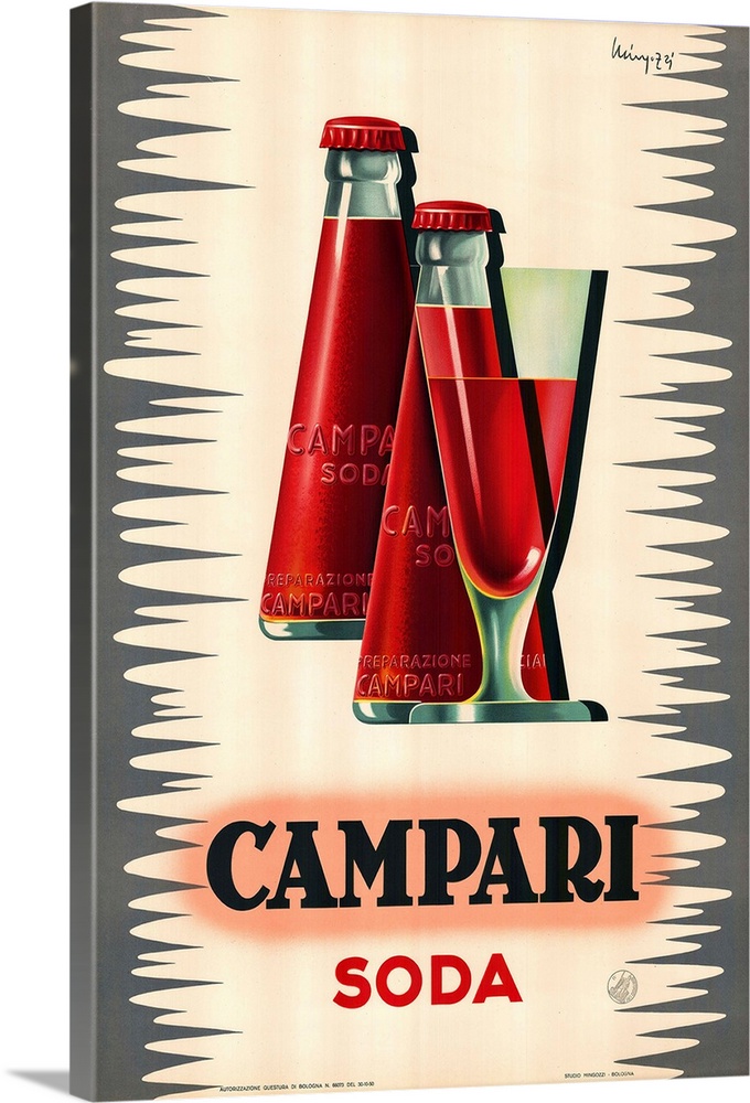 Vintage advertisement artwork for Campari soda.