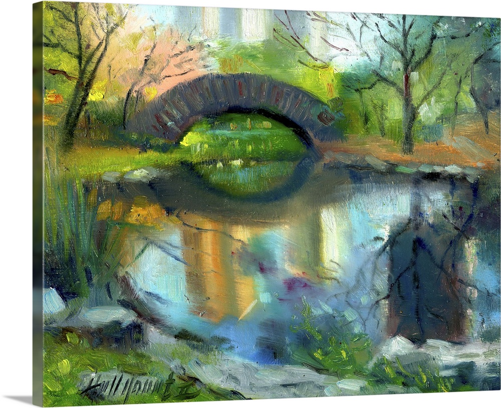 Contemporary painting of an idyllic park scene.