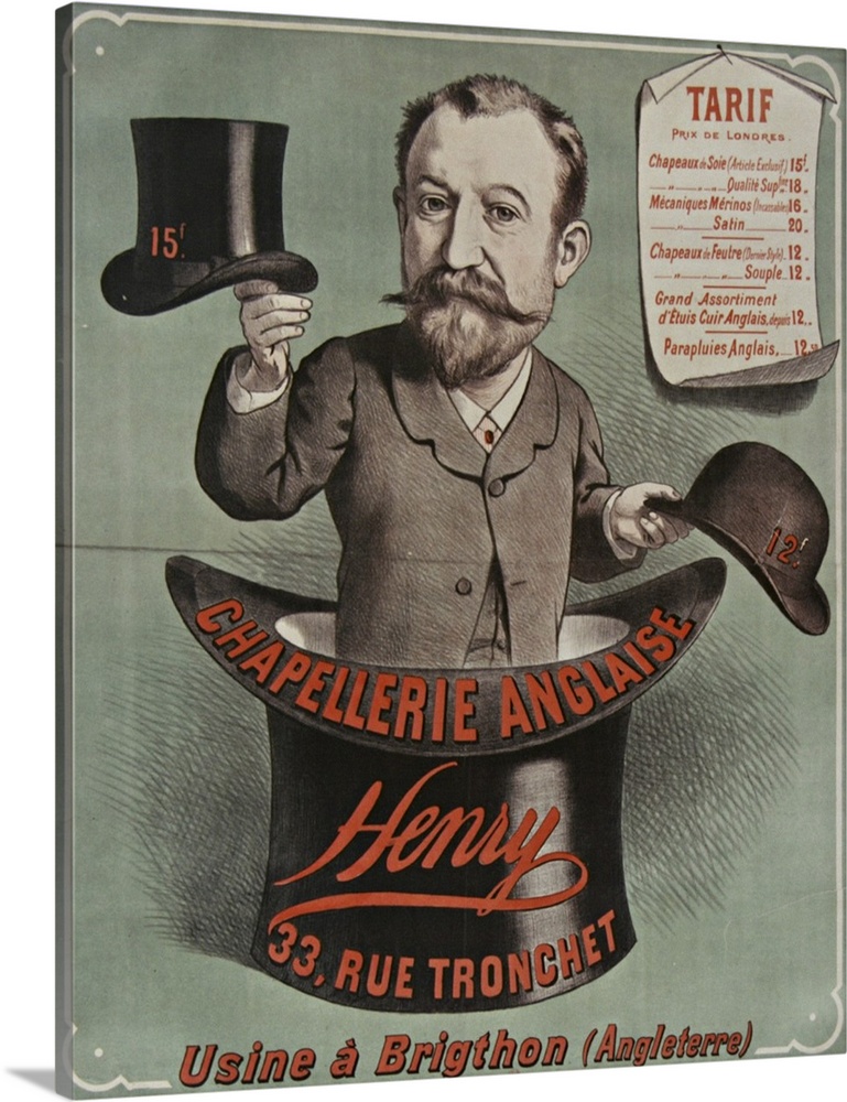 Vintage poster advertisement for Chapellerie Anglaise.