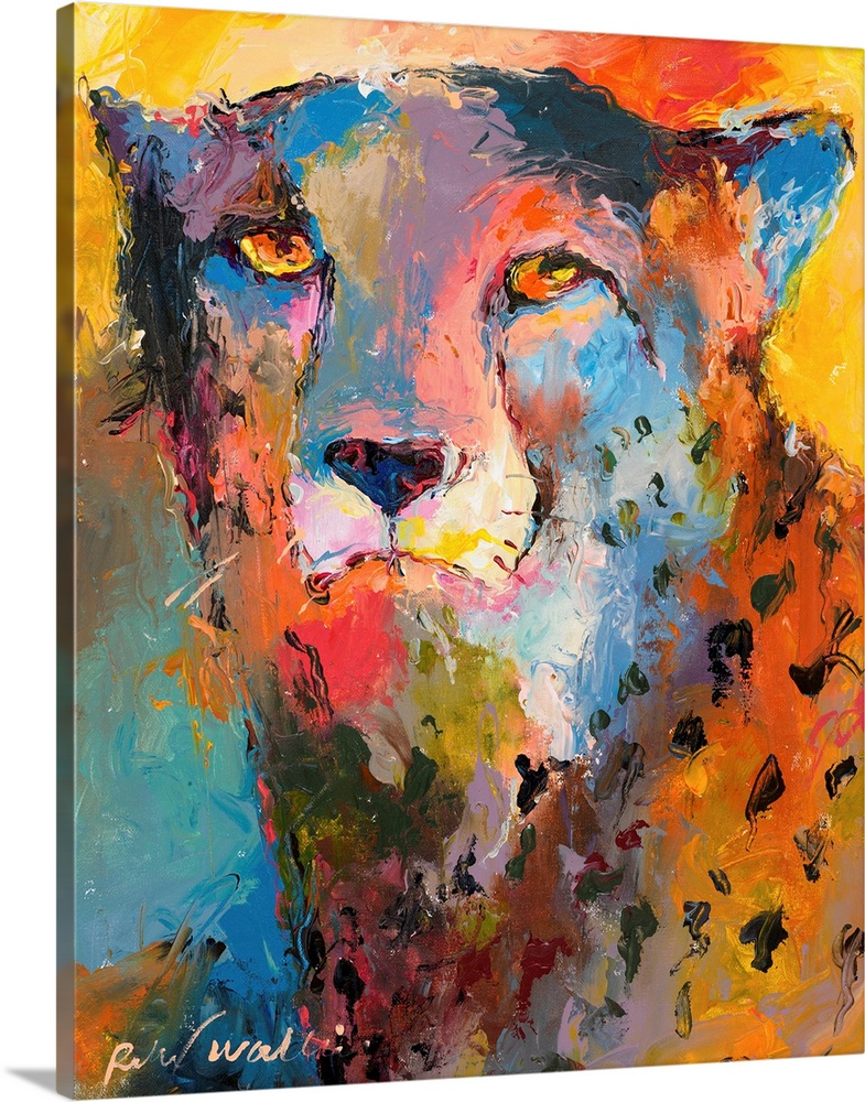 Colorful abstract painting of a cheetah.