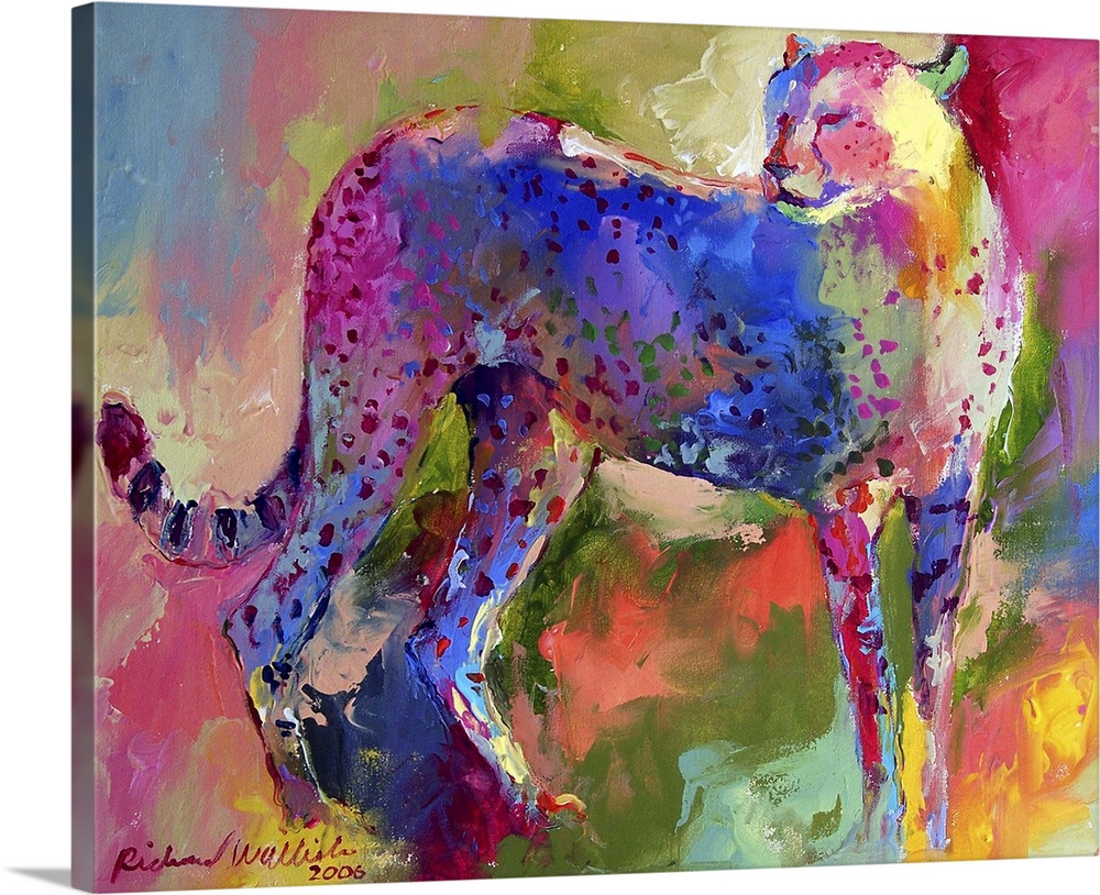 Contemporary vibrant colorful painting of a cheetah.