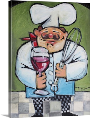Chef With Wine And Wisk