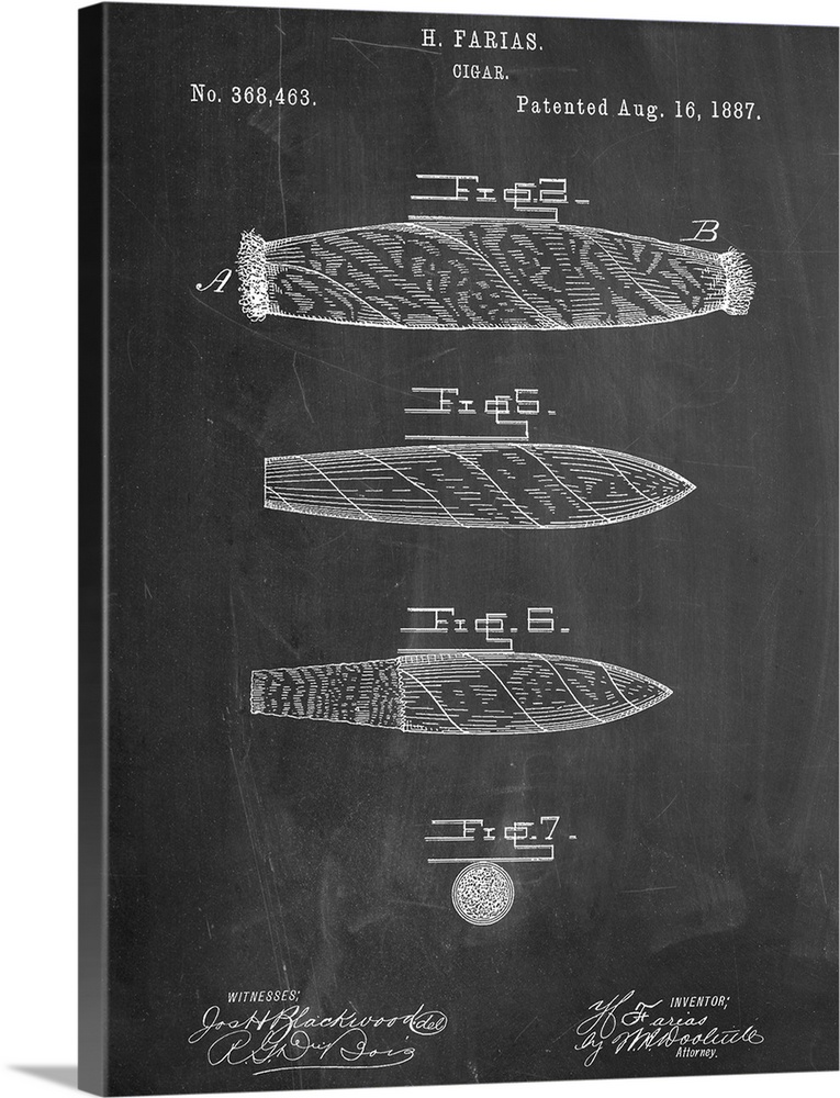 Black and white diagram showing the parts of rolled cigars.