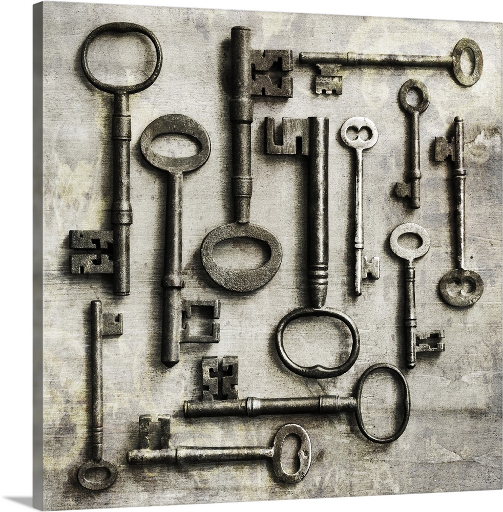Collection of Antique Keys in A Square | Canvas Wall Art | 16x16 | Great Big Canvas