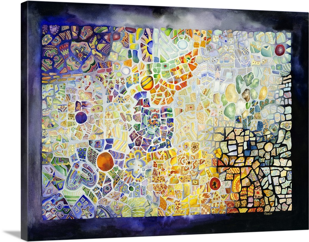 Contemporary colorful mosaic artwork.