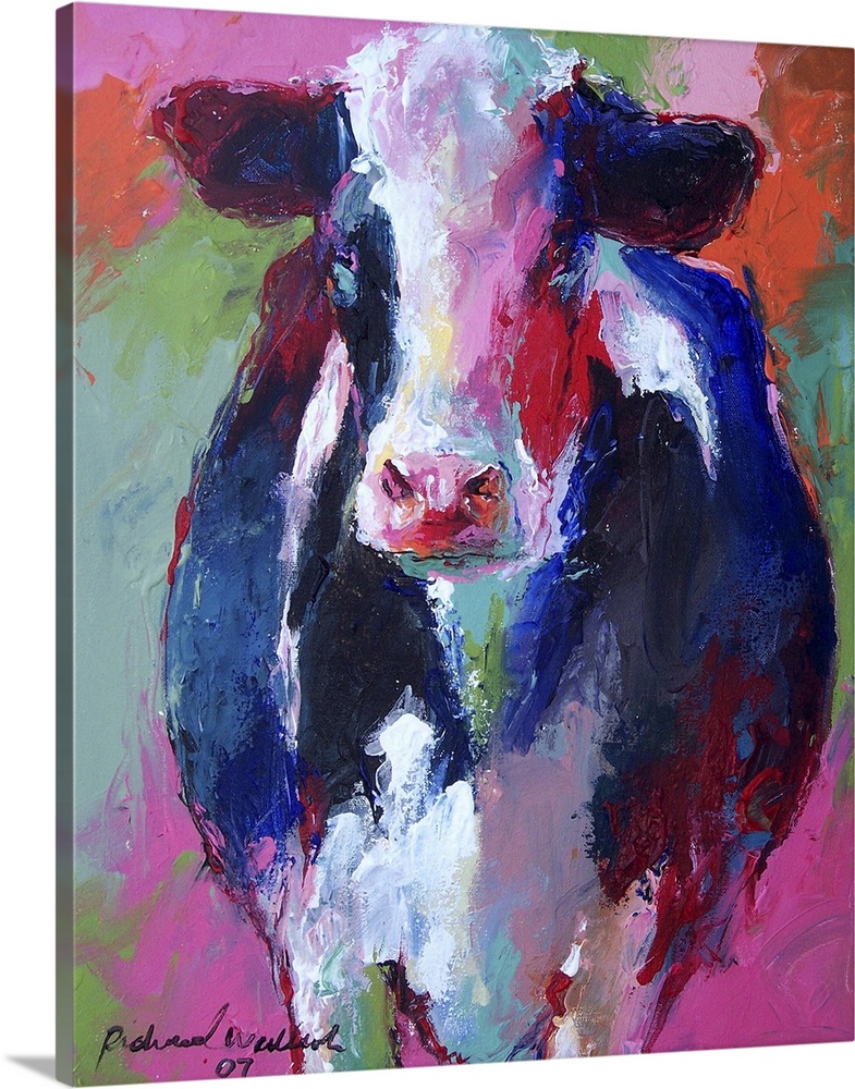 Contemporary vibrant colorful painting of a cow.