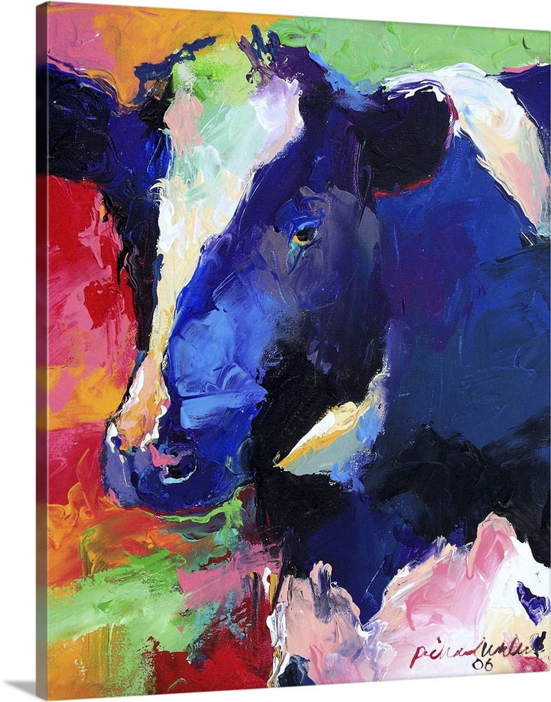 Contemporary vibrant colorful painting of a cow.