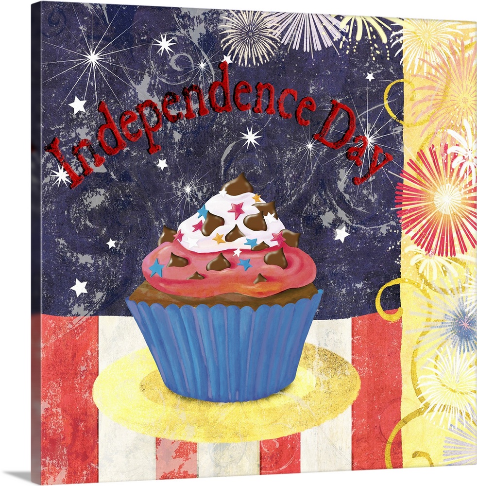 Image of a patriotic cupcake on the Fourth of July.