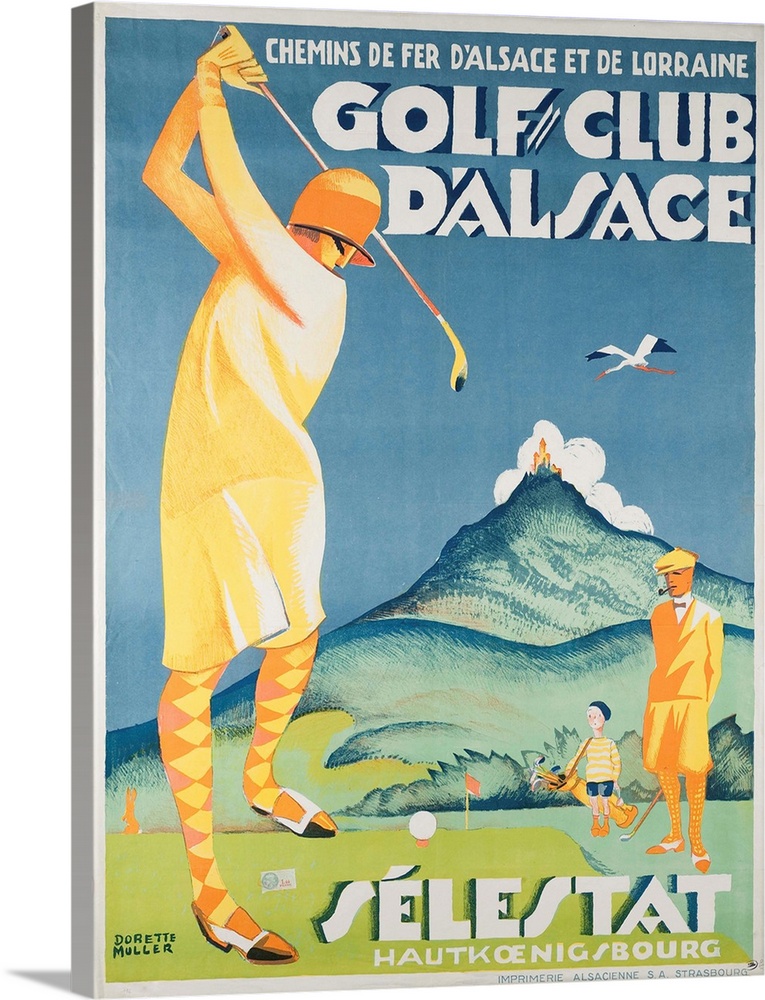Vintage advertisement artwork for Golf Club D'Alsace.
