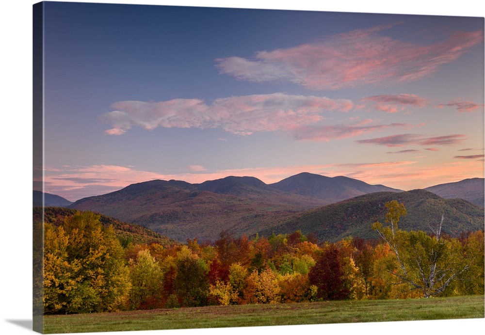 Beautiful pink and purple sunrise over Iron Mountain in Fall.