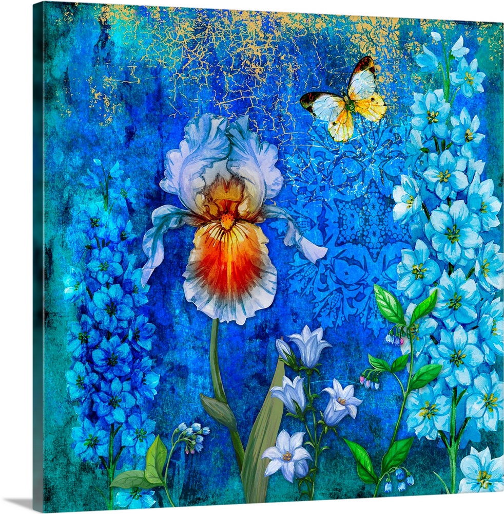 Delphinium And Iris