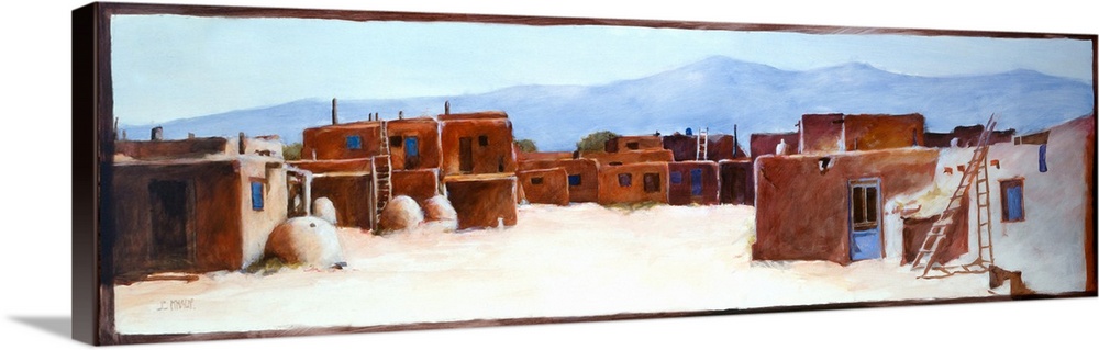 Contemporary western theme painting of a southwestern village.