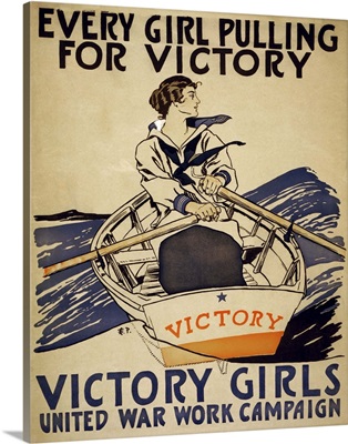 Every Girl Pulling For Victory - Vintage Propaganda Poster