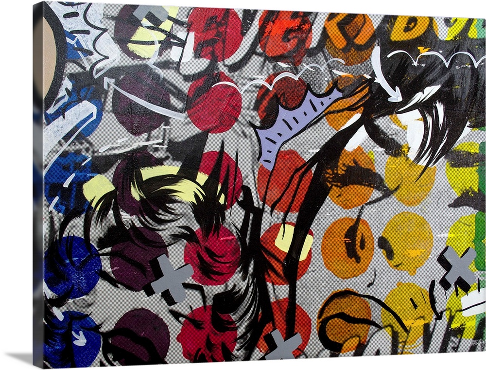 Pop art composed of comic illustrations and bold text, reminiscent of Lichtenstein, of a woman closing her eyes.