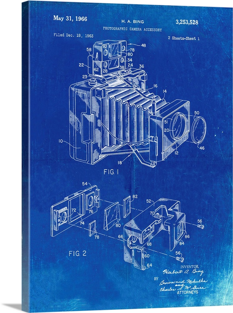 Faded Blueprint 1966 Camera Accessory Poster