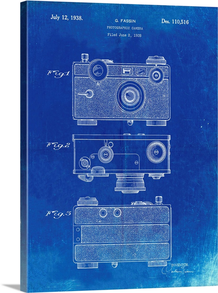 Faded Blueprint Argus C Camera Patent Poster