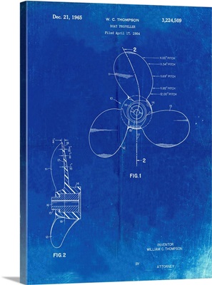 Faded Blueprint Boat Propeller 1964 Patent Poster