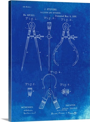 Faded Blueprint Calipers And Dividers Patent Poster