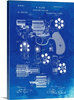 Faded Blueprint Colt M1889 Revolver Poster