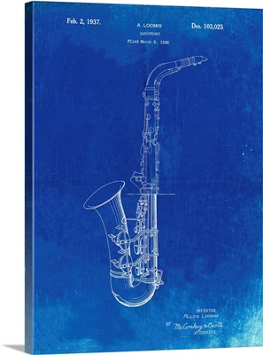 Faded Blueprint Conn A Melody Saxophone Patent Poster