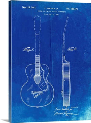 Faded Blueprint Gretsch 6022 Rancher Guitar Patent Poster
