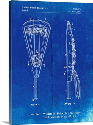 Faded Blueprint Lacrosse Stick 1936 Patent Poster