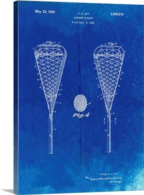Faded Blueprint Lacrosse Stick 1948 Patent Poster