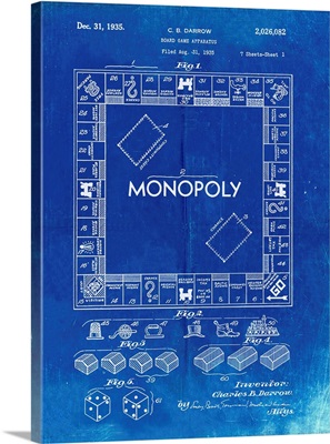 Faded Blueprint Monopoly Patent Poster