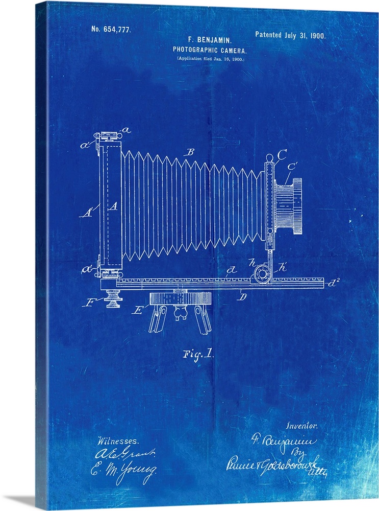 Faded Blueprint Photographic Camera Patent Poster
