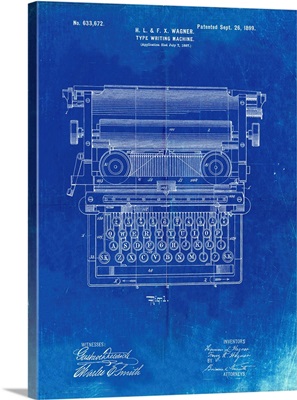 Faded Blueprint Underwood Typewriter Patent Poster