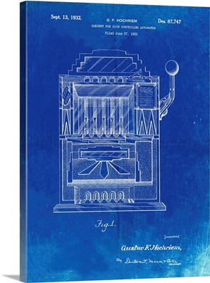 Faded Blueprint Vintage Slot Machine 1932 Patent Poster