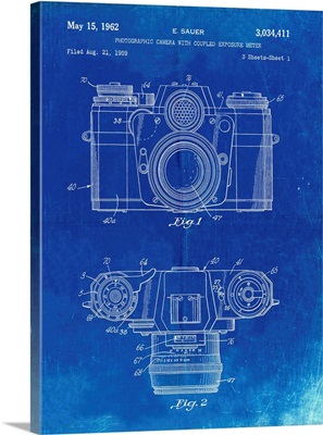 Faded Blueprint Zeiss Ikon Contarex Camera Patent Poster