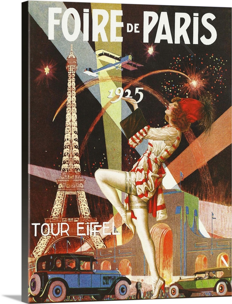 Foire de Paris - Vintage Cabaret Advertisement Solid-Faced Canvas Print