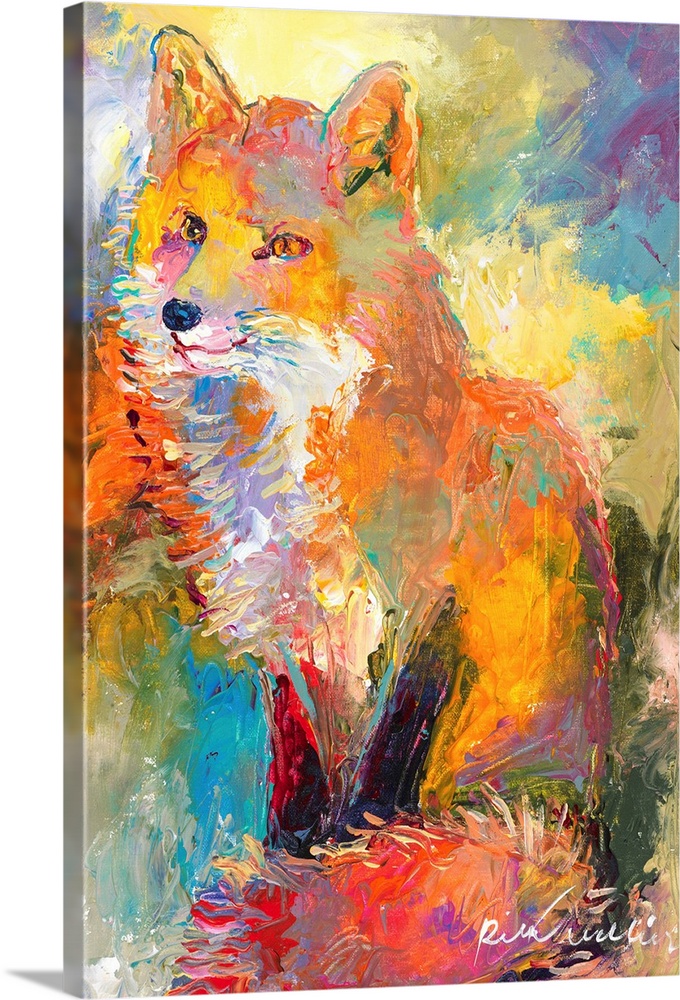 Colorful abstract painting of a fox.