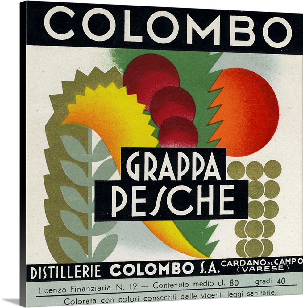 Vintage poster advertisement for Grappa Pesche.