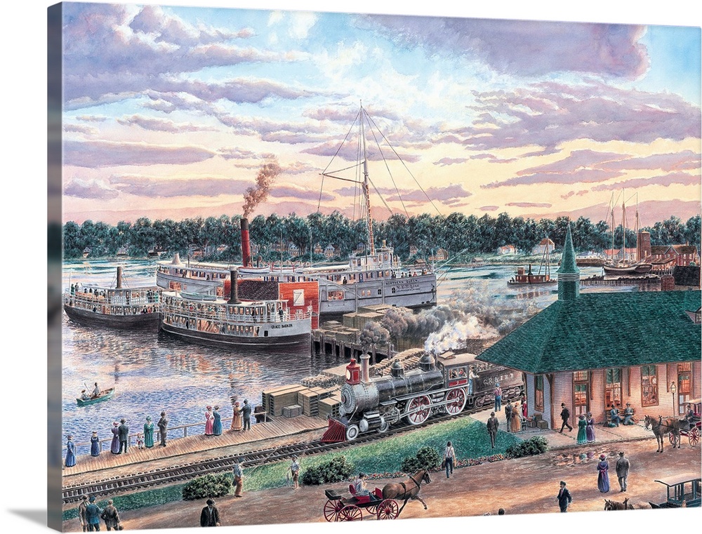 Contemporary painting of Harbor Springs in Michigan.