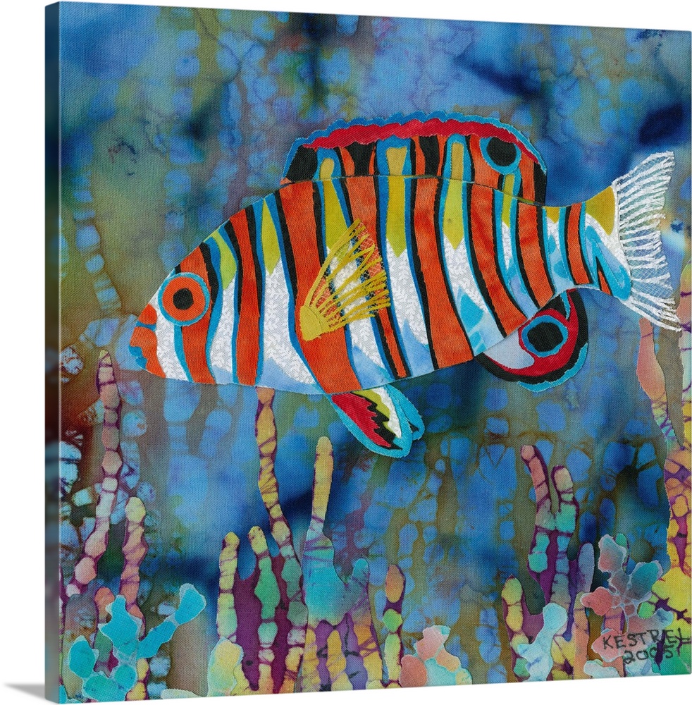Contemporary colorful painting of a tropical fish.