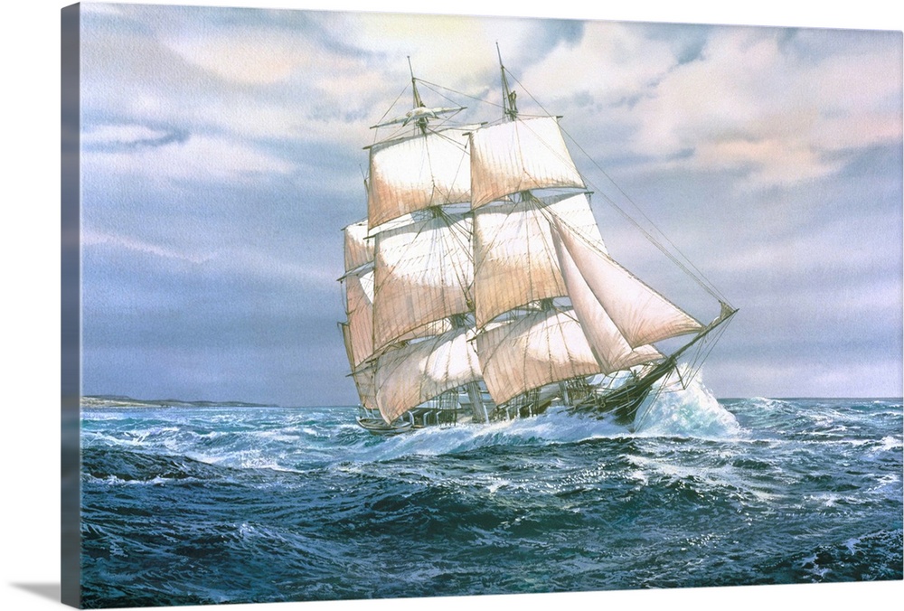 Contemporary painting of a ship sailing the open sea.